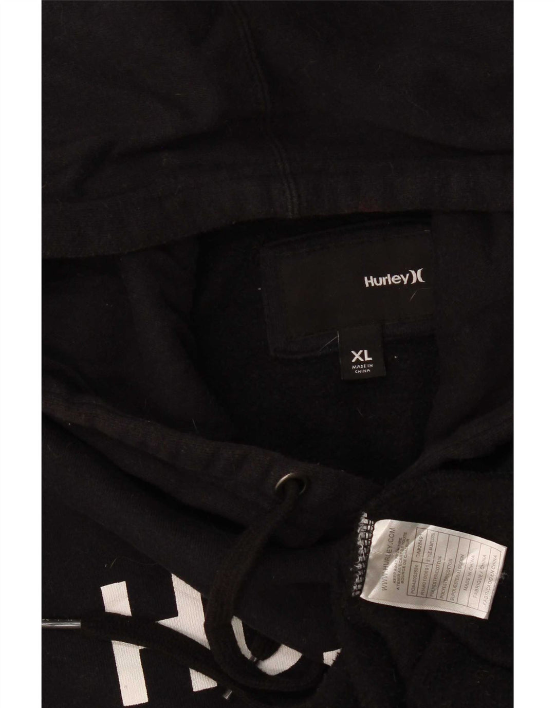 Felpa con cappuccio grafica Hurley da uomo XL poliestere nero