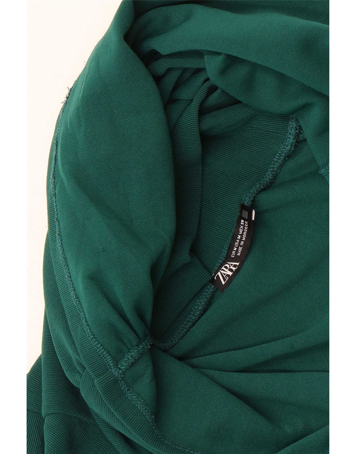 Top corto da donna Zara manica lunga UK 12 verde medio