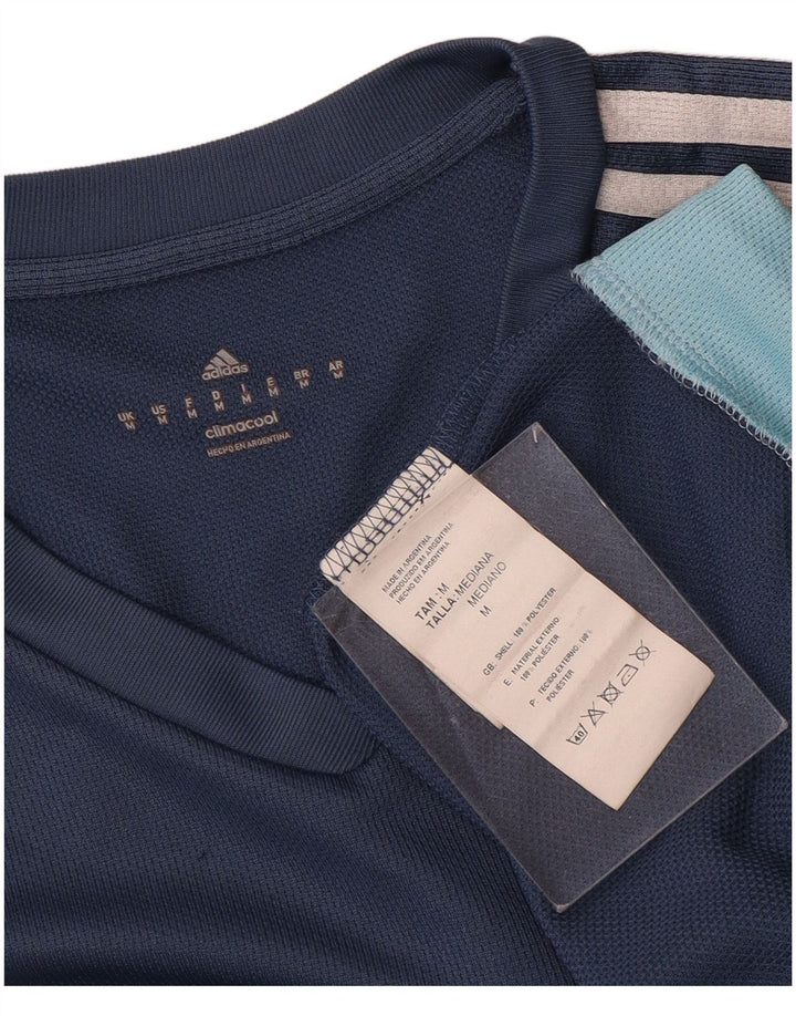 T-shirt Adidas Climalite da uomo Top medio in poliestere color block blu navy