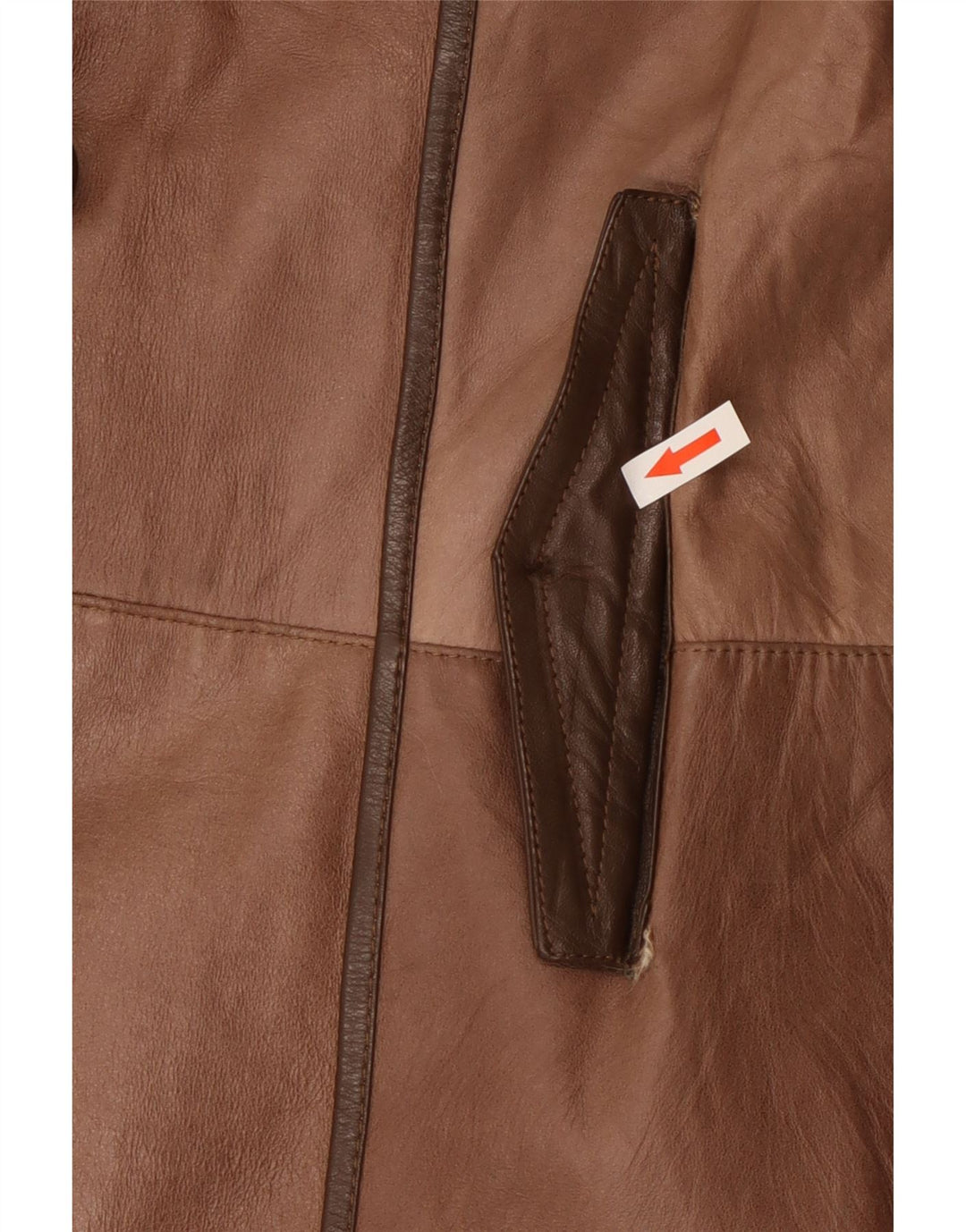 Cappotto in pelle vintage da donna UK 14 Marrone medio