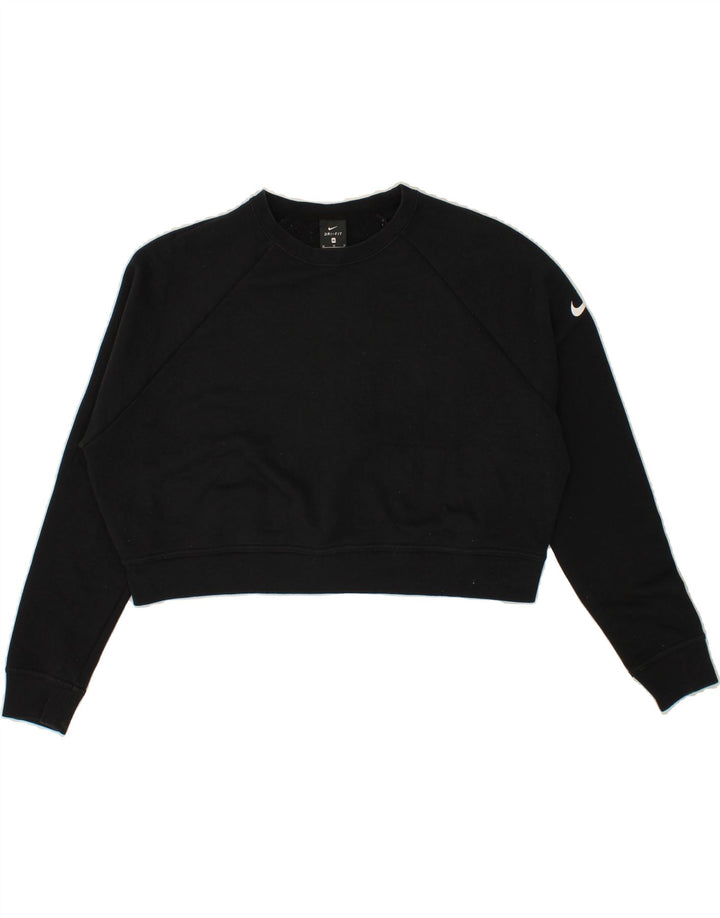 NIKE Womens Dri Fit Oversized Crop Sweatshirt Jumper UK 14 Medium Black Vintage Nike and Second-Hand Nike from Messina Hembry 