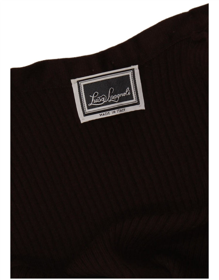 LUISA SPAGNOLI Maglione cardigan aperto senza maniche da donna UK 14 Marrone medio