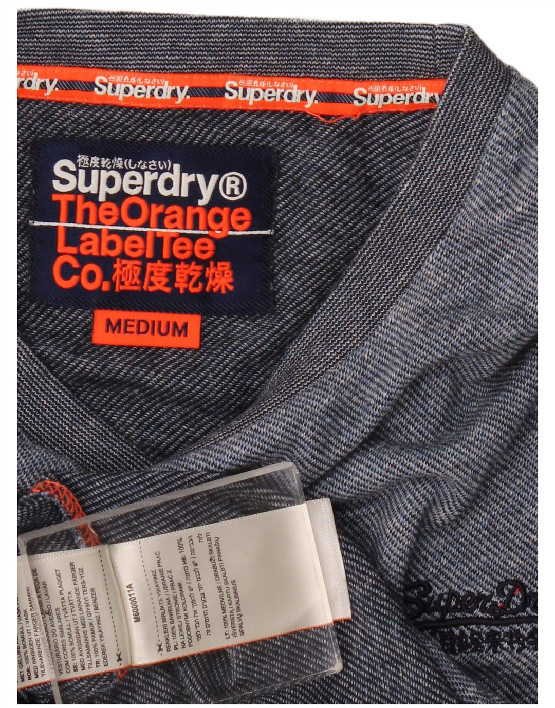 Top da uomo a maniche lunghe Superdry in cotone blu medio