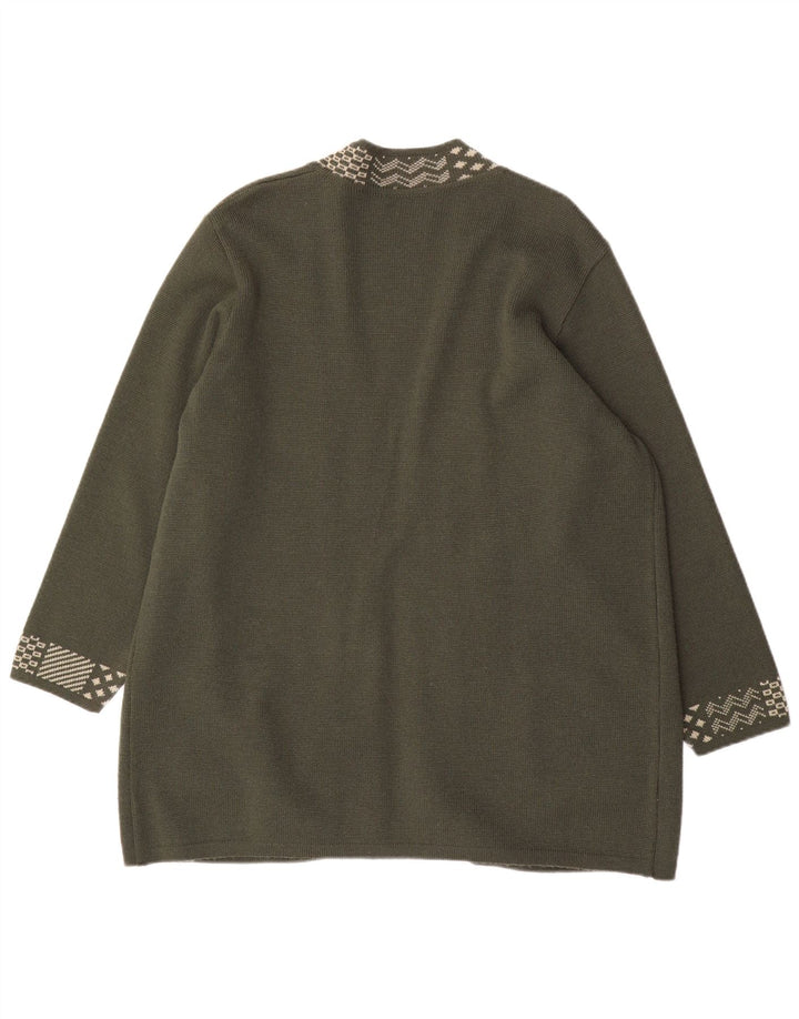 Maglione cardigan lungo da donna Grazia US 18 2XL Lana kaki