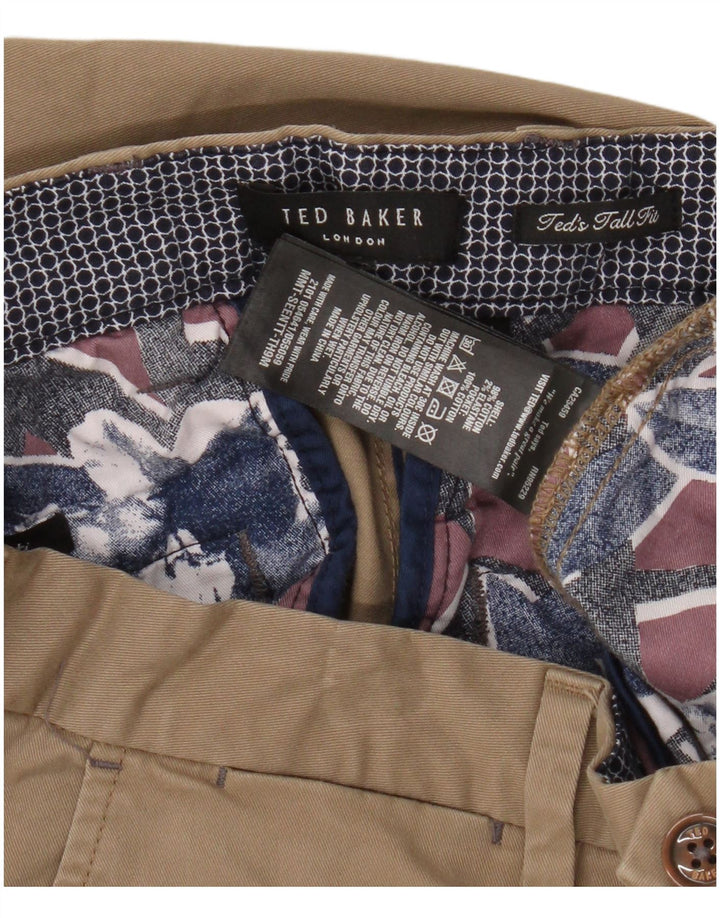 Pantaloni chino dritti da uomo Ted Baker W36 L36 cotone beige