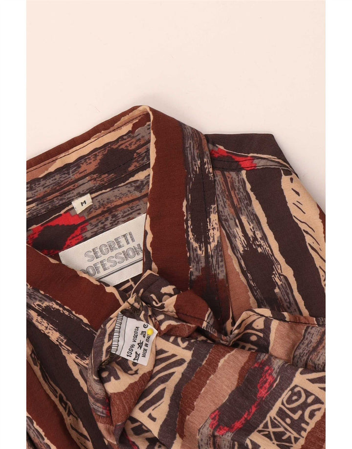 Camicia vintage da uomo con motivo astratto in viscosa marrone medio