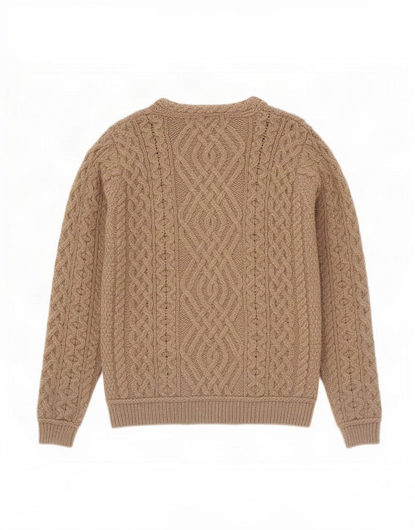 Aran Sweater Market Maglione da donna con scollo a barca Maglione UK 10 Piccolo Beige Lana
