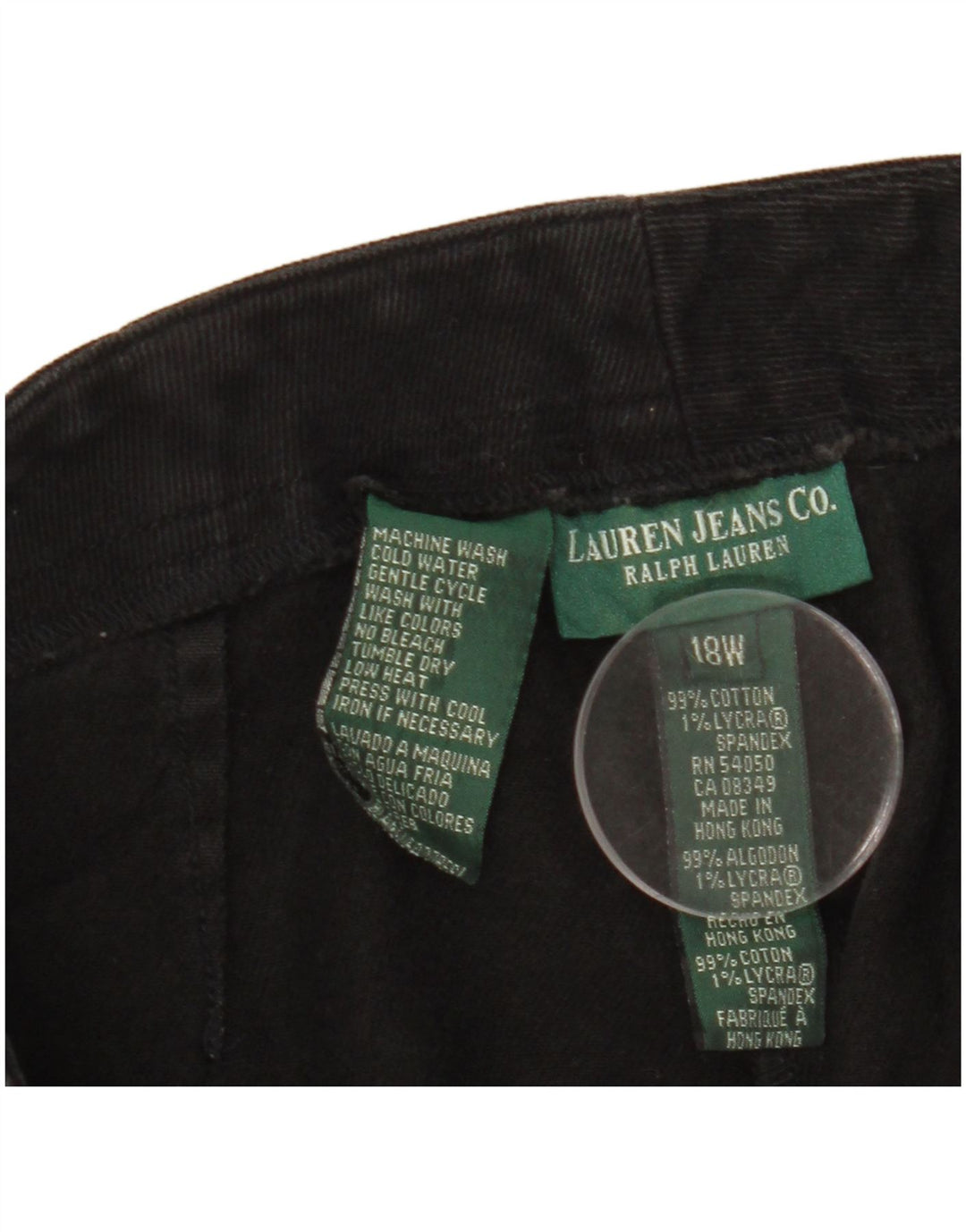 Jeans dritti da donna RALPH LAUREN US 18 2XL W36 L30 Cotone nero