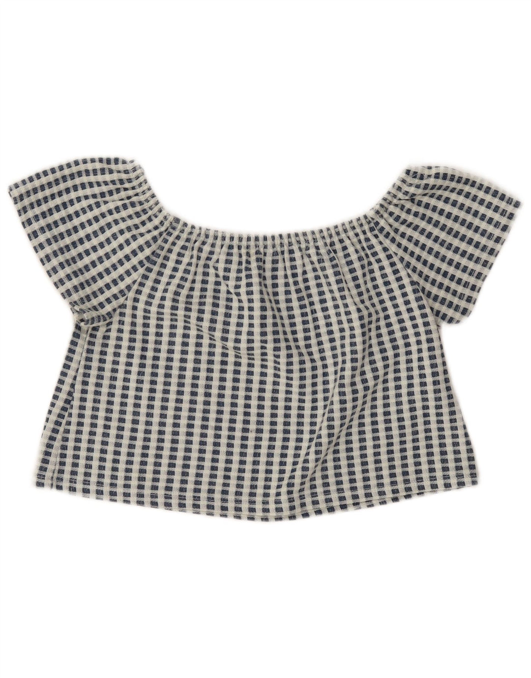 Top corto Zara Trafaluc da donna UK 10 piccolo poliestere a quadri blu