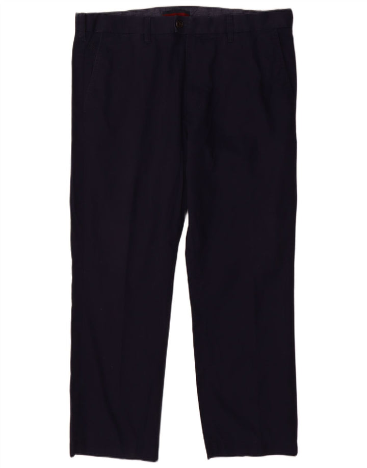 MARKS & SPENCER Pantaloni da abito da uomo blu Harbour W38 L29 Blu navy
