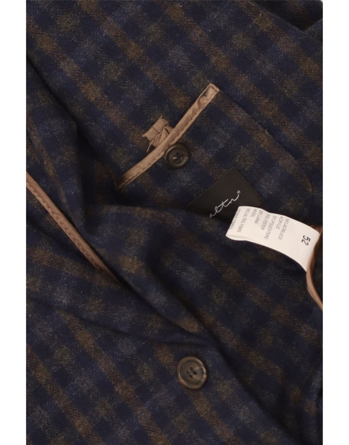 Giacca blazer vintage da uomo a 2 bottoni EU 52 XL Acrilico a quadretti blu navy