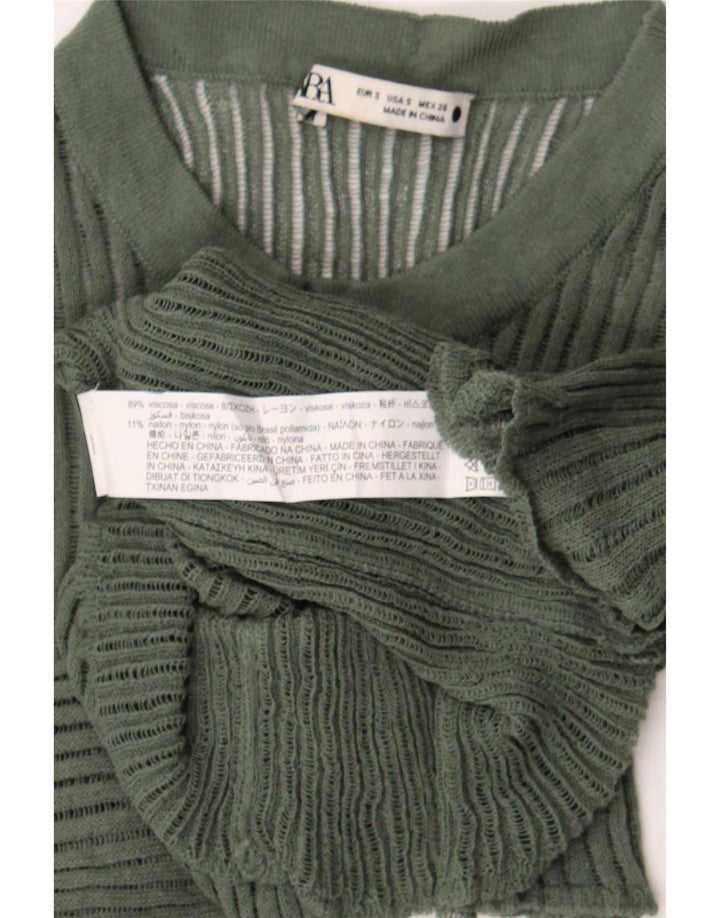 Top Zara in maglia da donna in camicetta UK 8 Small verde viscosa