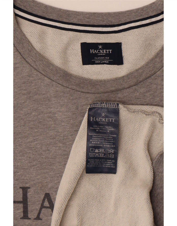 Felpa grafica da uomo Hackett Classic Fit 3XL cotone grigio