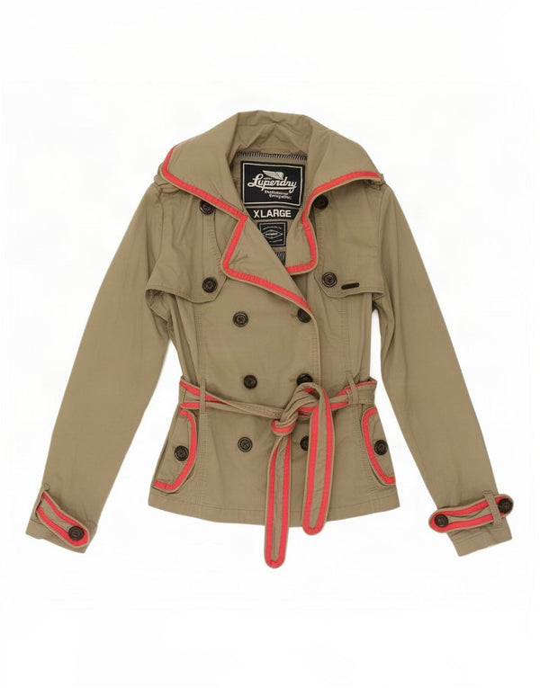 Trench corto da donna Superdry UK 18 XL cotone kaki