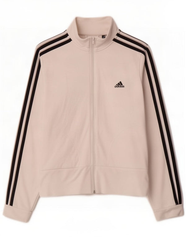 Adidas Womens Tracksuit Top Jacket UK 14 Medium White Cotton