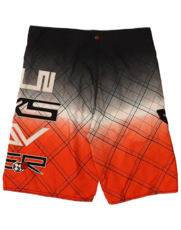 Pantaloncini da bagno grafici da uomo Quiksilver grandi in poliestere a quadri arancioni