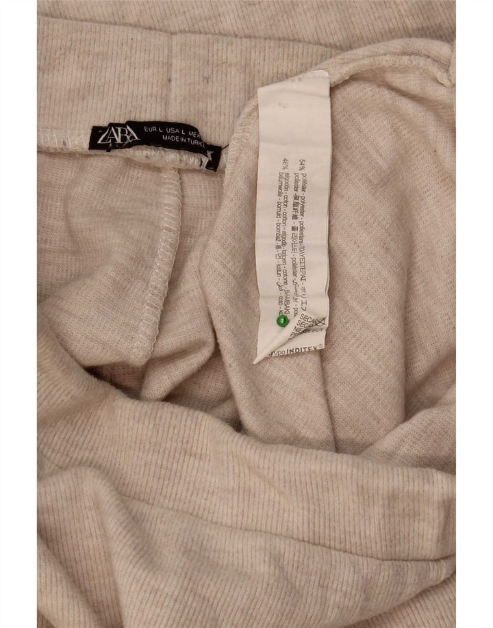 Pantaloni da tuta da donna Zara UK 14 Large Beige Poliestere