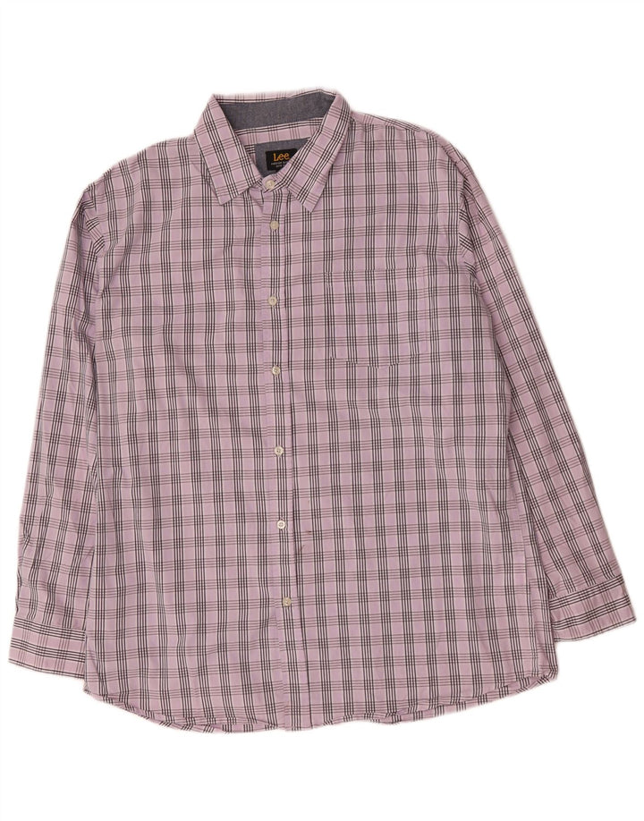 Camicia da uomo Lee XL in cotone a quadri viola