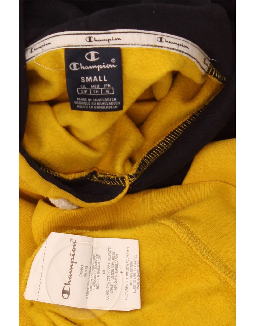 Felpa con cappuccio da uomo Champion Small in cotone giallo