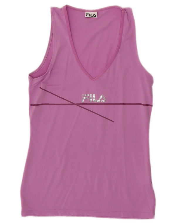Canottiera grafica da donna Fila UK 12 nylon rosa medio