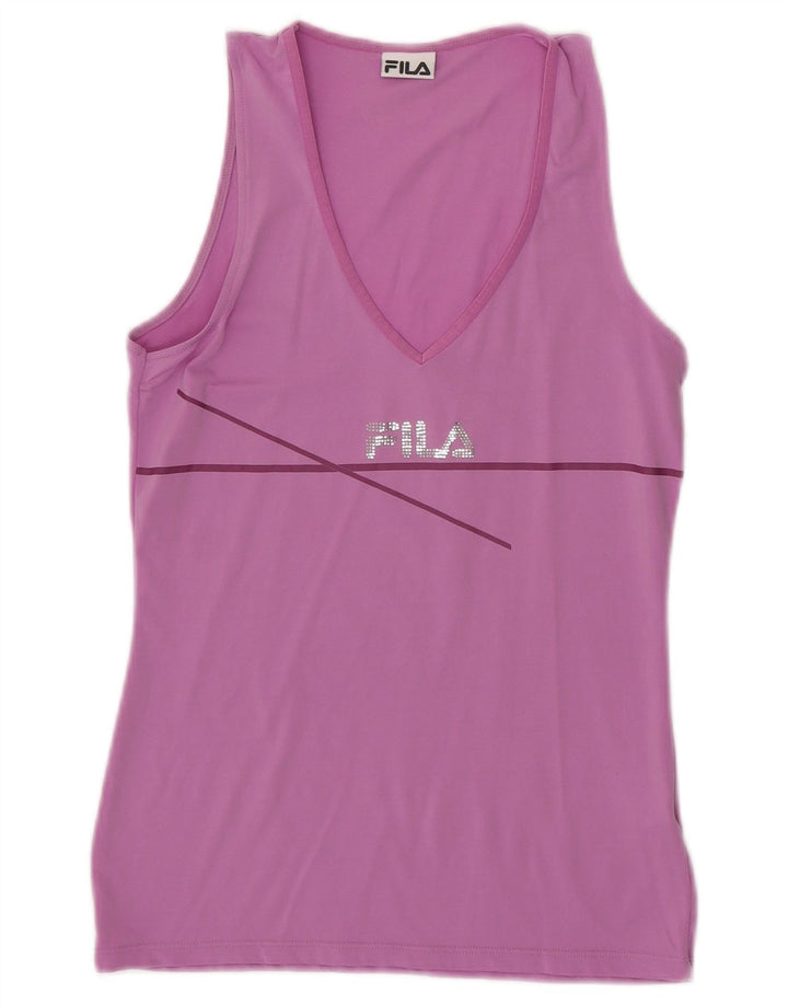 Canottiera grafica da donna Fila UK 12 nylon rosa medio