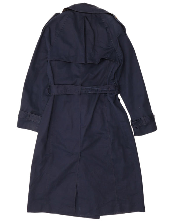Trench autografato da donna Marks & Spencer UK 10 piccolo cotone blu navy
