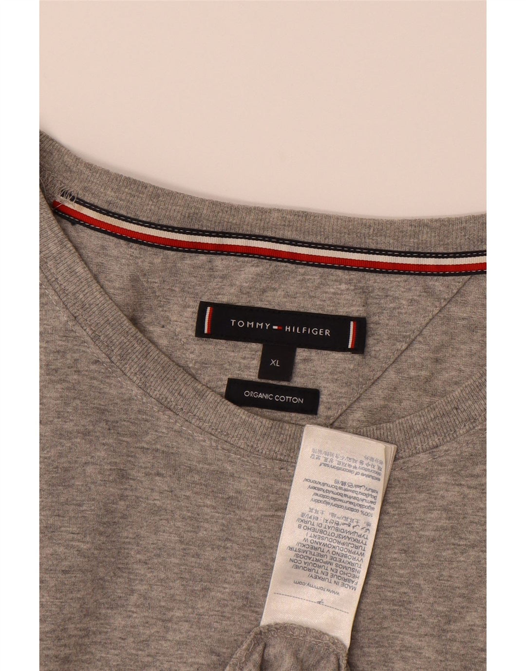 TOMMY HILFIGER Mens T-Shirt Top XL Grey Cotton Vintage Tommy Hilfiger and Second-Hand Tommy Hilfiger from Messina Hembry 
