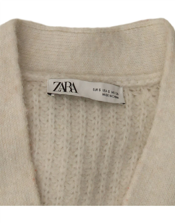 Maglione cardigan oversize corto da donna Zara UK 10 piccolo bianco