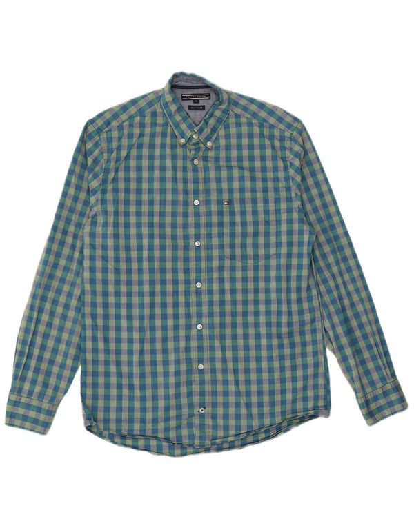 Camicia da uomo Tommy Hilfiger New York Fit Camicia in cotone a quadretti blu medio