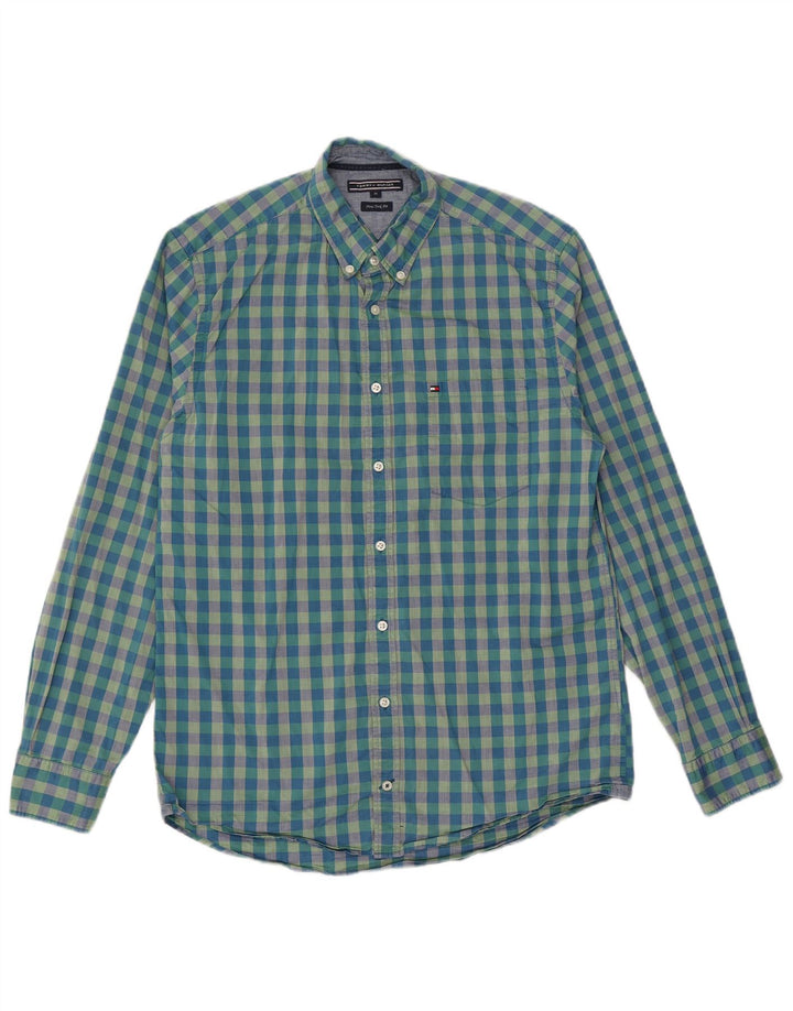 Camicia da uomo Tommy Hilfiger New York Fit Camicia in cotone a quadretti blu medio