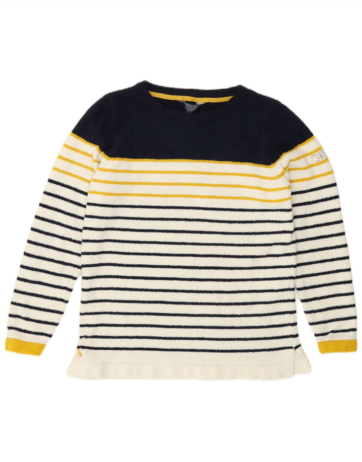 Maglione in pile da donna Joules UK 12 Poliestere a righe bianche medie
