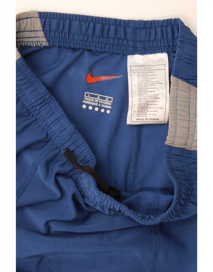 Pantaloni della tuta da donna Nike UK 14 Large Blu Colourblock Poliestere