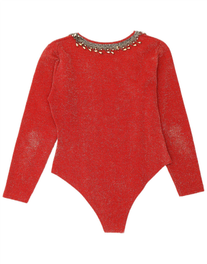 Body vintage da donna a maniche lunghe IT 44 rosso medio