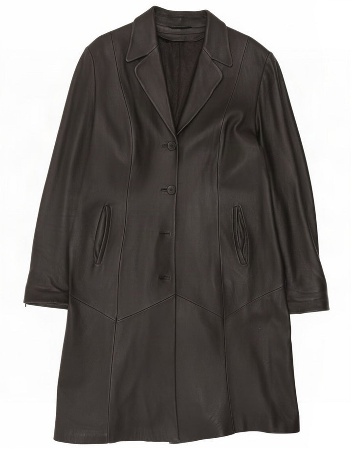 Anglun Cappotto in pelle da donna UK 14 Medio Nero