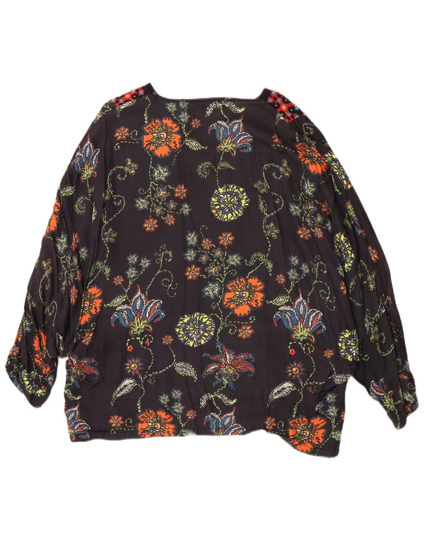 Desigual Donna Tunica Top UK 12 Medio Nero Floreale