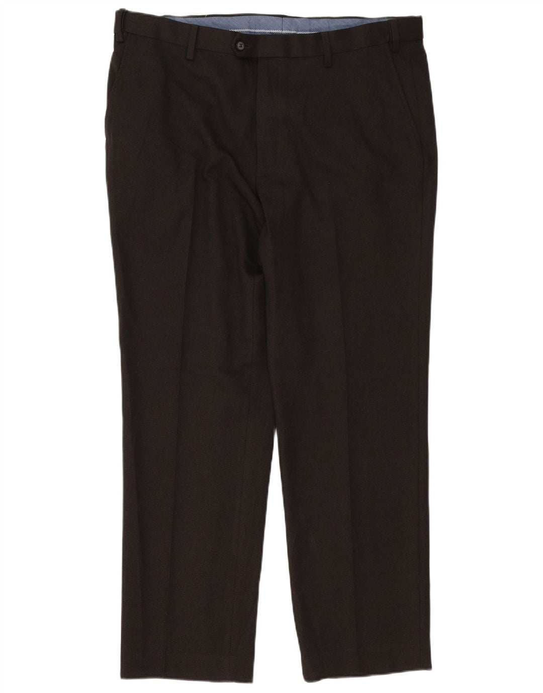 Pantaloni da abito regolari dritti da uomo Marks & Spencer W38 L31 poliestere marrone