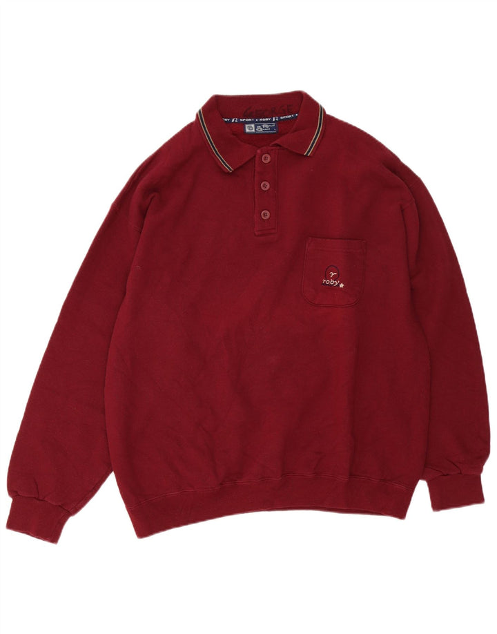 Roby Felpa da uomo con collo alto, maglione grande bordeaux