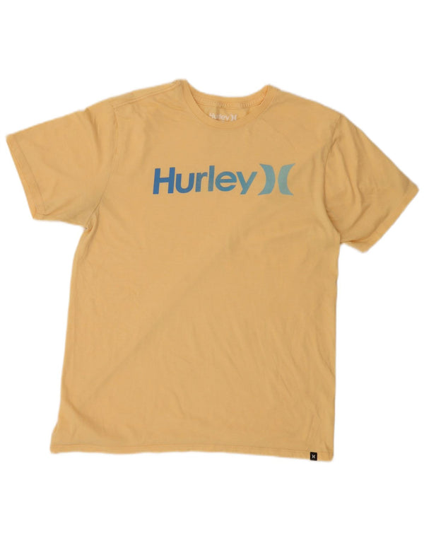 T-shirt grafica da uomo Hurley Top grande in cotone giallo
