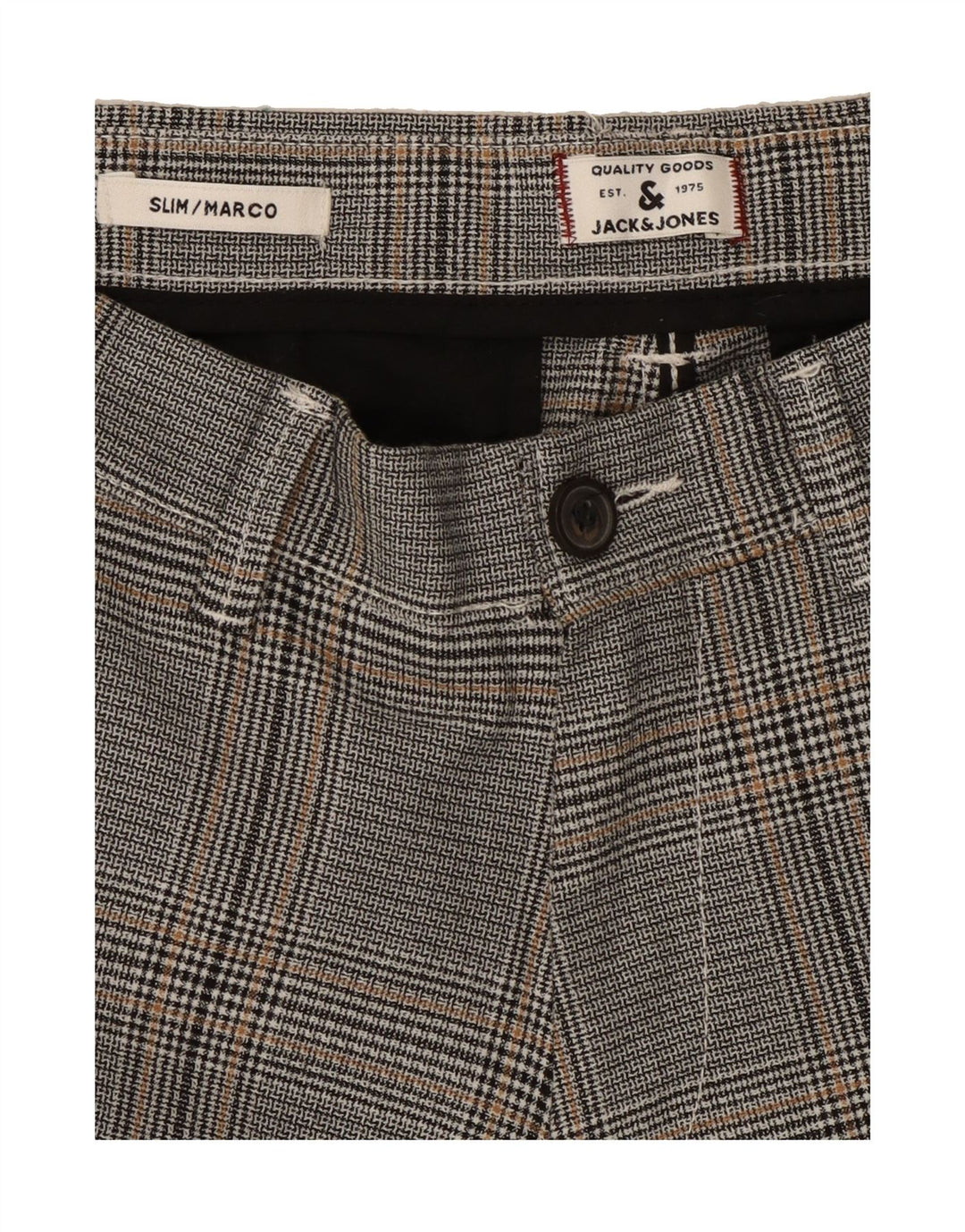 JACK & JONES Mens Marco Slim Suit Trousers W31 L27 Grey Houndstooth Vintage Jack & Jones and Second-Hand Jack & Jones from Messina Hembry 