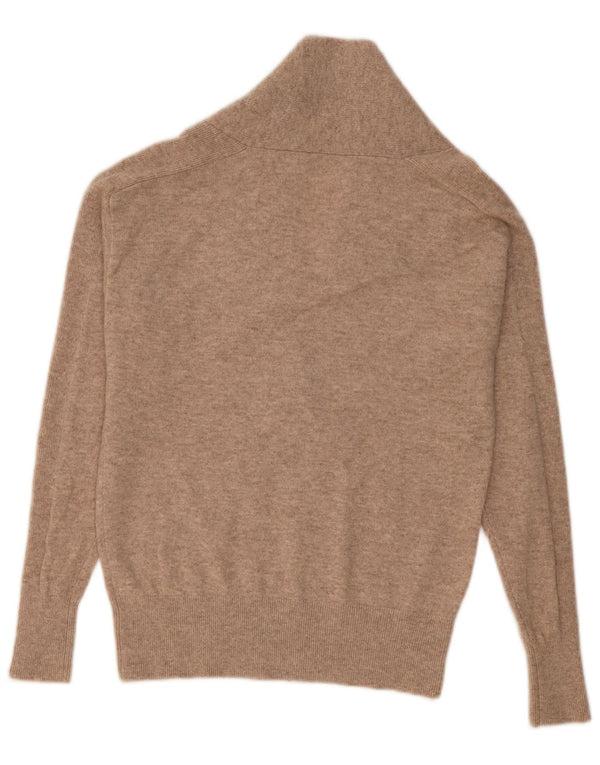 Maglione maglione vintage da donna con collo a scialle UK 14 Cashmere beige medio