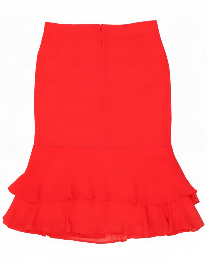 Gonna con volant da donna Marks & Spencer UK 12 media W32 poliestere rosso