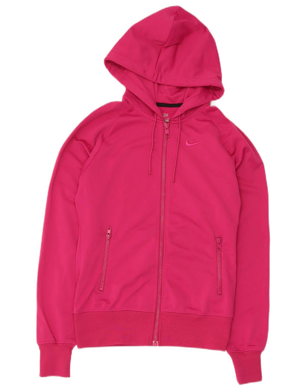 Maglione con cappuccio e zip da donna Nike UK 10 piccolo poliestere rosa