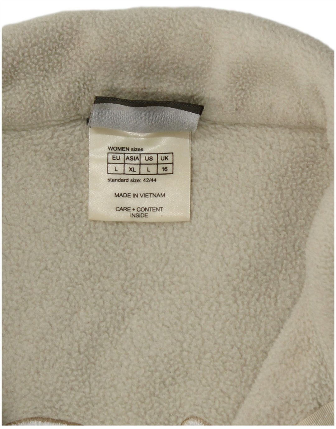 Giacca in pile grafica da donna Jack Wolfskin UK 16 grande poliestere bianco sporco