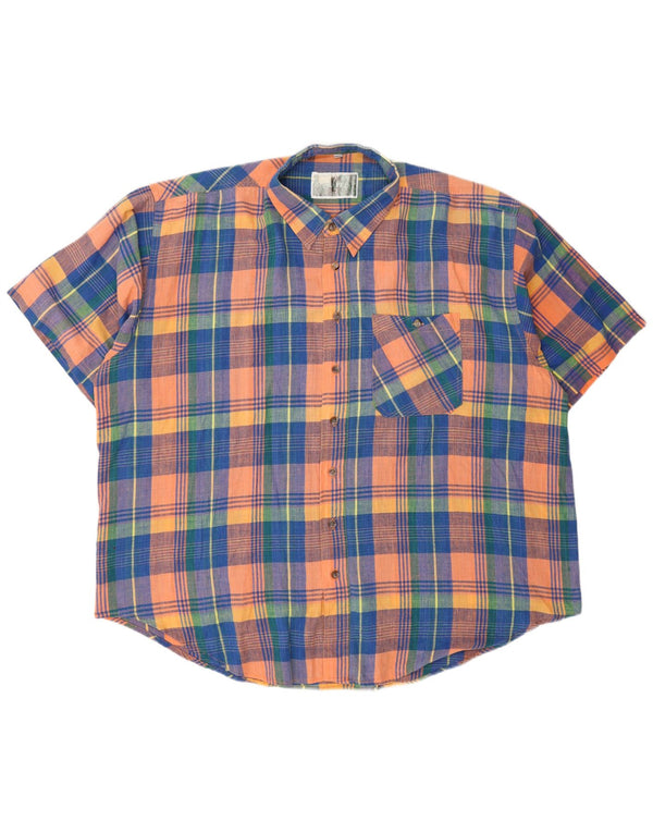 Camicia vintage da uomo vestibilità regolare taglia 45/46 2XL cotone a quadri multicolore