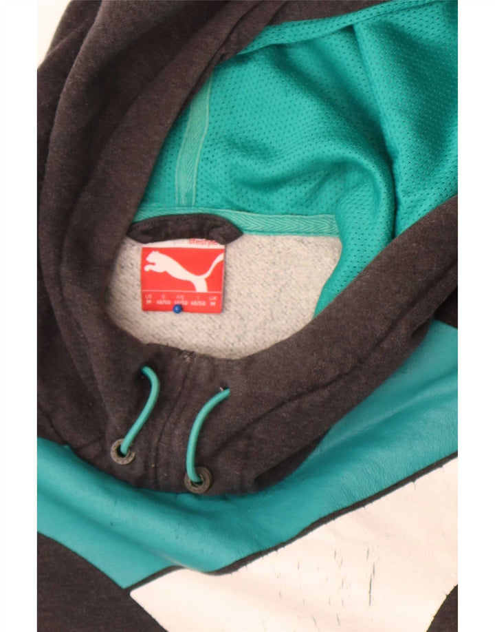 Felpa con cappuccio grafica da uomo Puma color block grigio medio