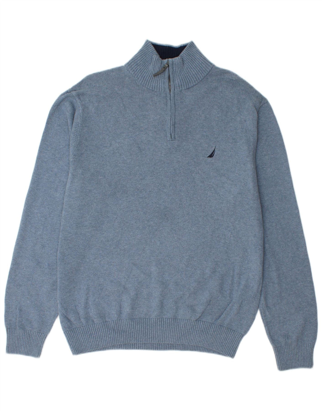 NAUTICA Maglione da uomo con zip e collo grande in cotone blu