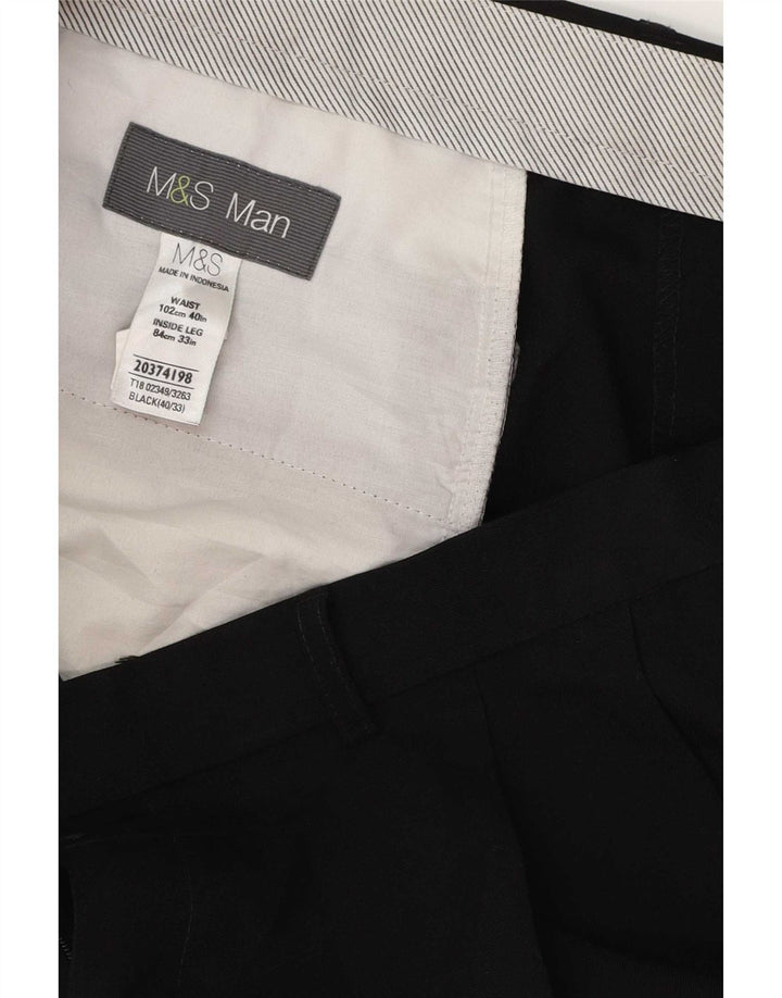 Pantaloni da abito con pegging da uomo Marks & Spencer W40 L33 poliestere nero