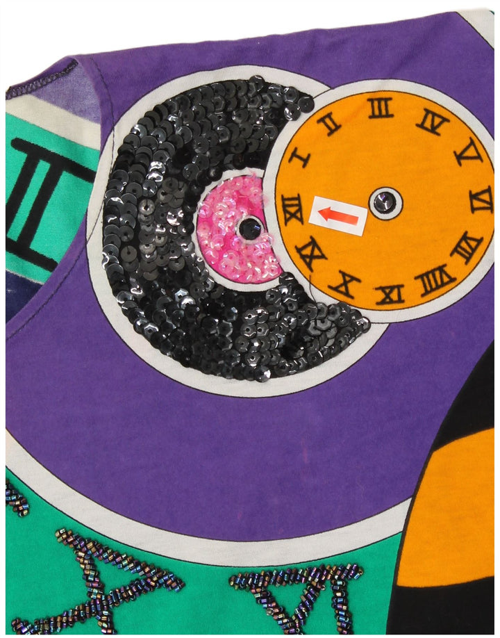 VINTAGE Womens Abstract Pattern Blouse Top UK 14 Medium Multicoloured