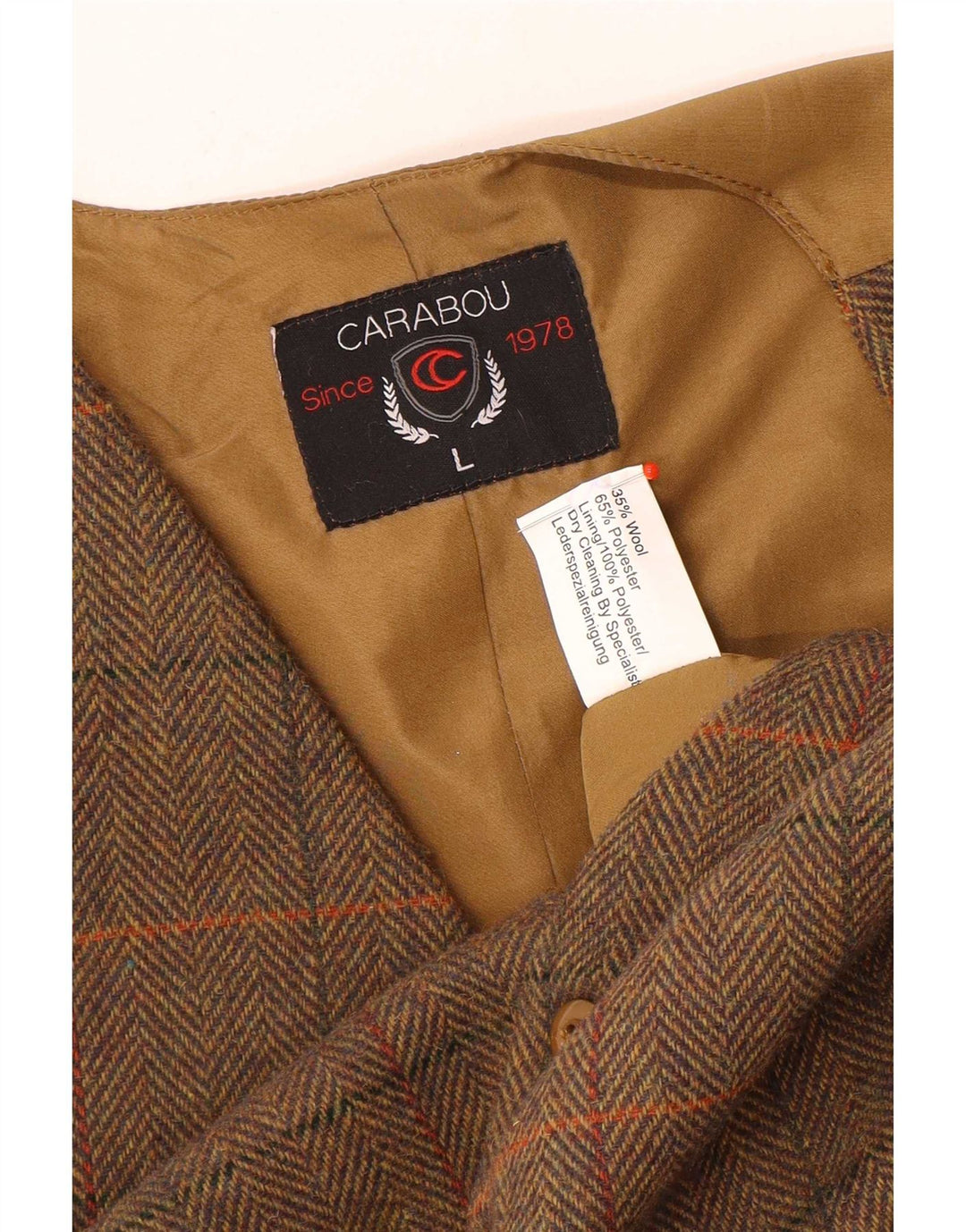 Gilet da uomo Carabou grande in lana a quadri marroni