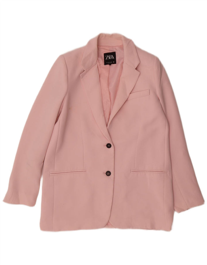 Giacca blazer a 2 bottoni da donna Zara UK 10 piccola rosa in poliestere